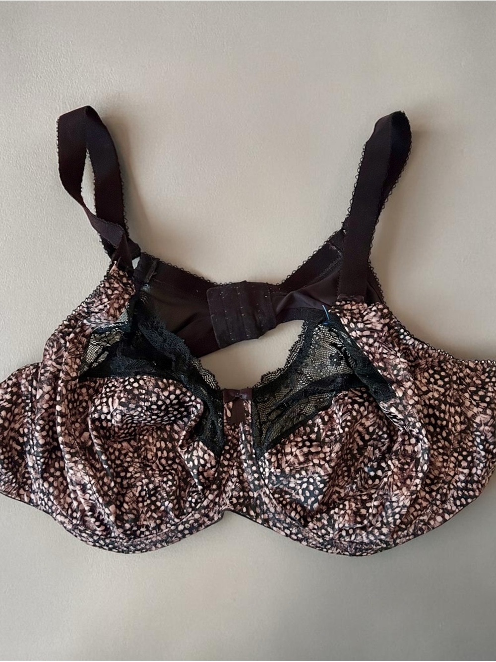 Elomi Morgan Stretch Lace Banded Underwire Bra in Ebony Sz 46DD